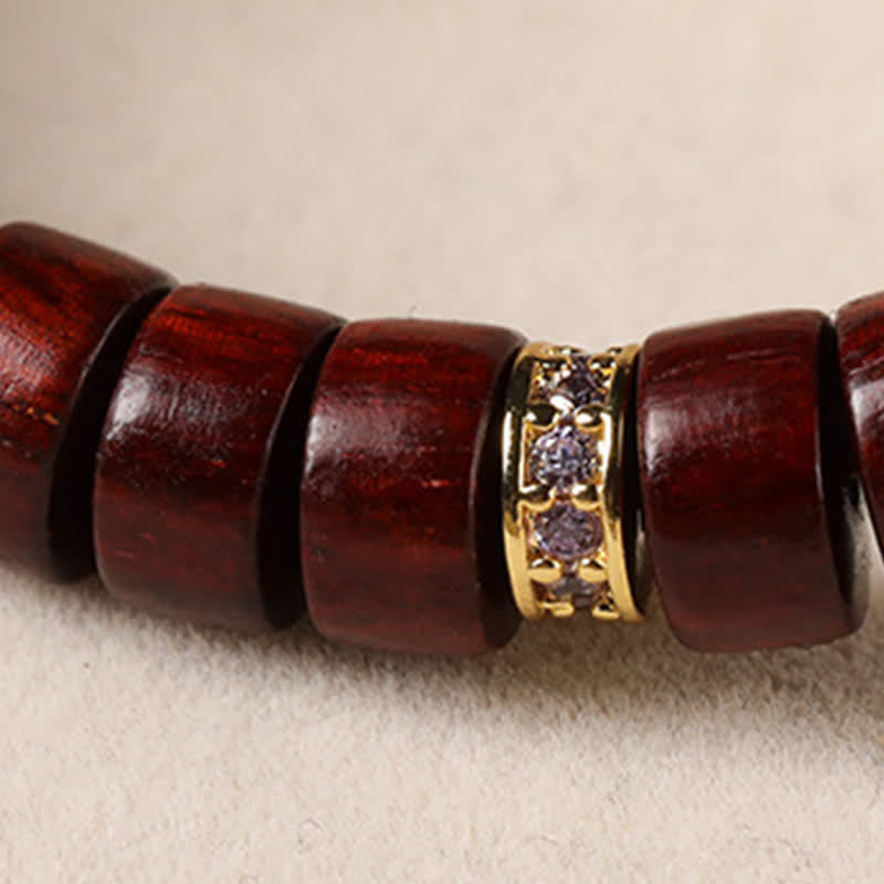 Nimara Ritual Red Rosewood Ebony Wood Grounding Barrel Bead Minimalist Bracelet