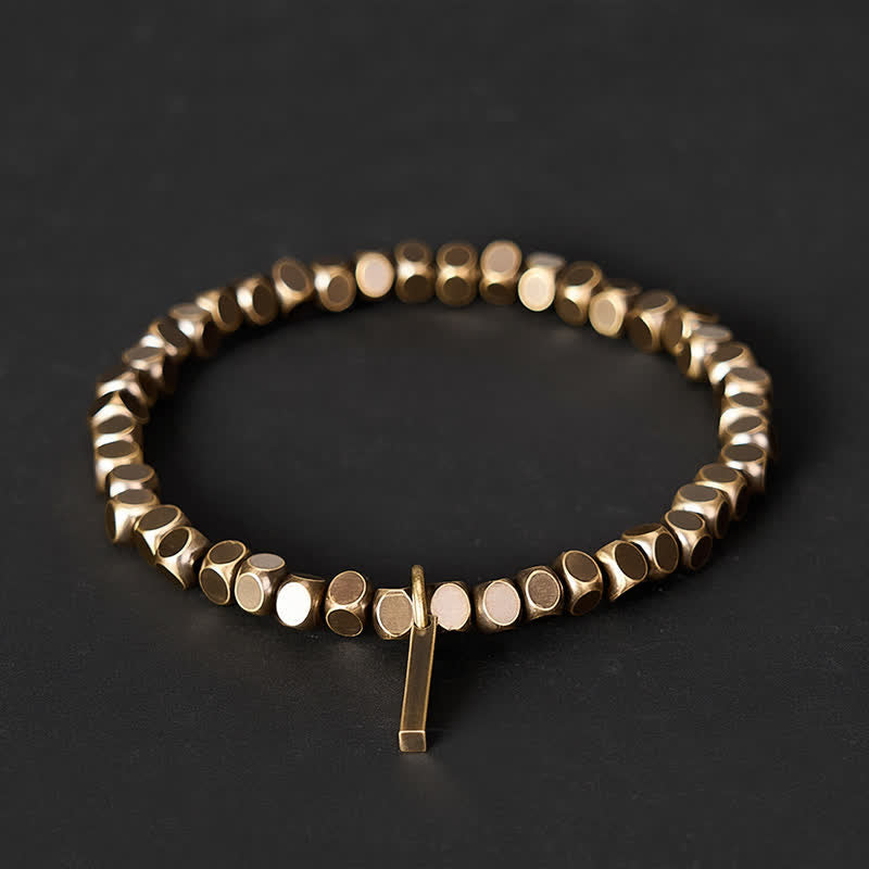Nimara Ritual 4mm Small Square Shape Beads Brass Healing Bracelet