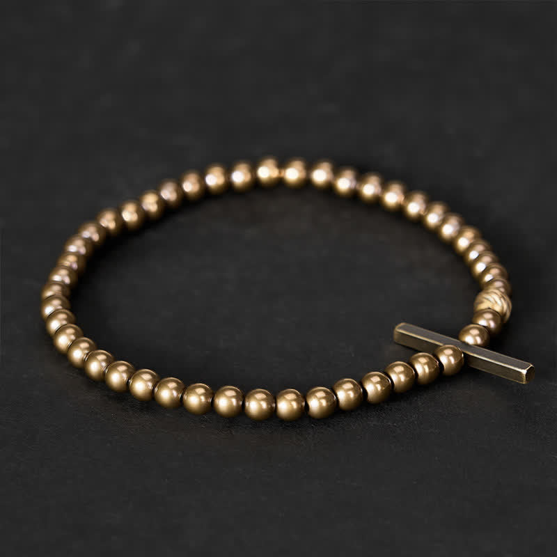 Nimara Ritual 4mm Small Round Shape Beads Brass Healing Bracelet