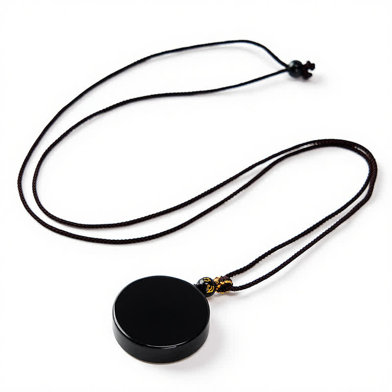 Nimara Ritual Black Obsidian Round Shape Protection Braided Rope Necklace