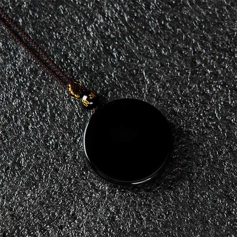 Nimara Ritual Black Obsidian Round Shape Protection Braided Rope Necklace