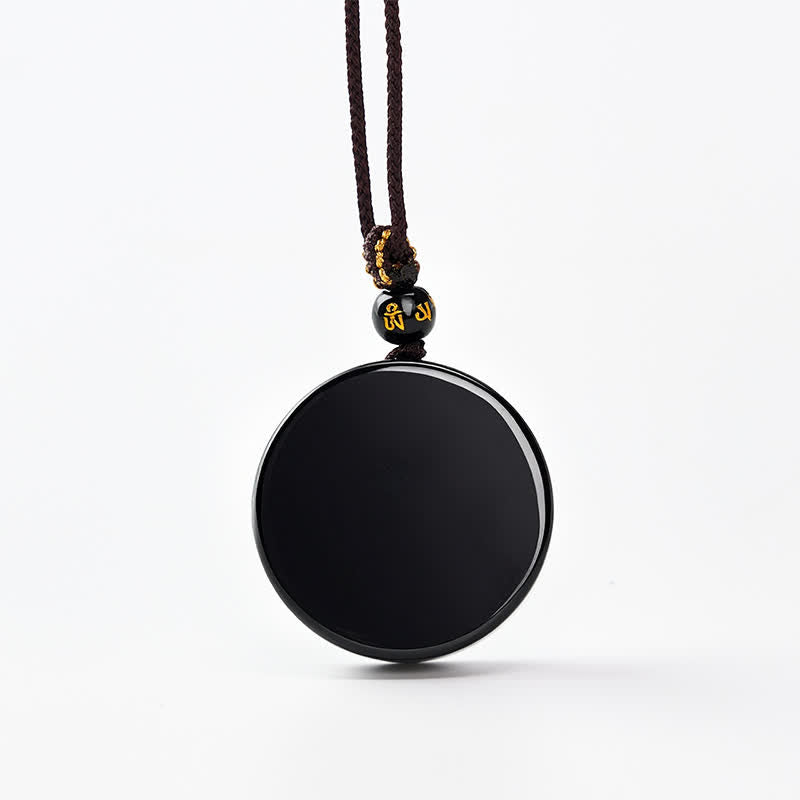 Nimara Ritual Black Obsidian Round Shape Protection Braided Rope Necklace