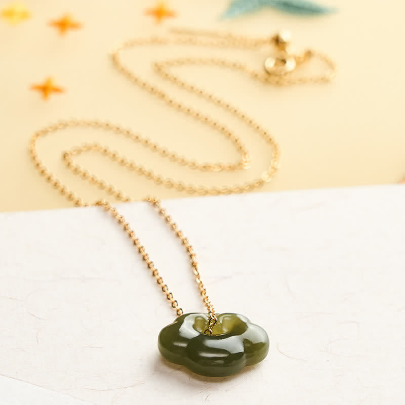 Nimara Ritual Jade Auspicious Cloud Lock Luck Vintage Pendant Necklace
