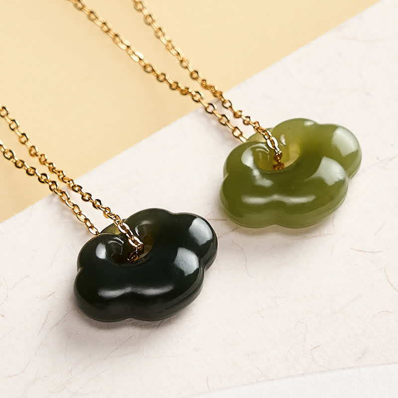 Nimara Ritual Jade Auspicious Cloud Lock Luck Vintage Pendant Necklace