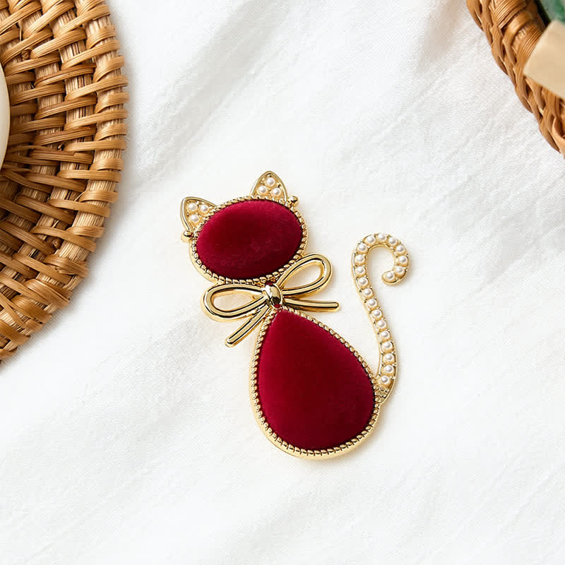 Nimara Ritual Pearl Velvet Cat Bow Transformation French Vintage Hair Stick