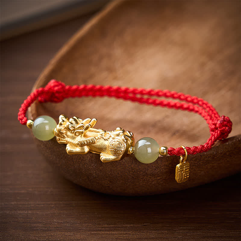 Nimara Ritual Copper Pi Xiu Fu Character Luck Red String Bracelet