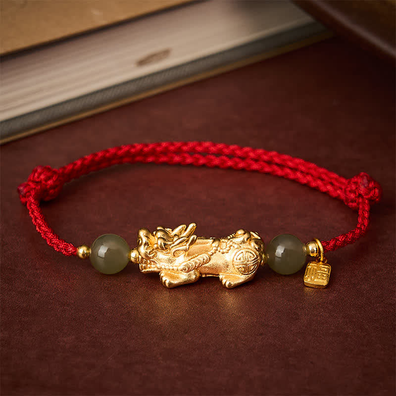 Nimara Ritual Copper Pi Xiu Fu Character Luck Red String Bracelet