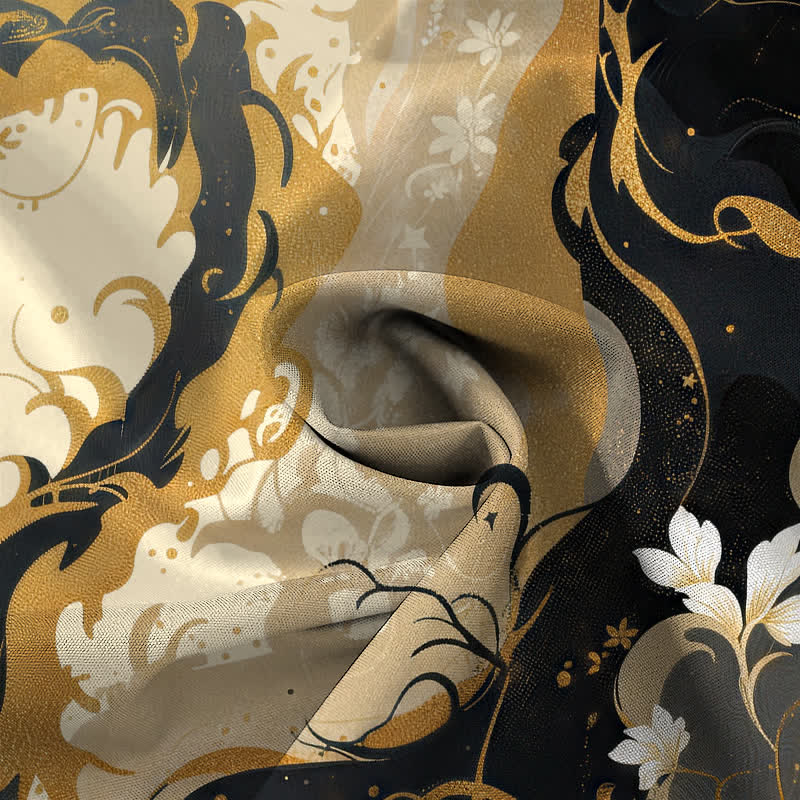 Nimara Ritual Golden Dragon Cloud Floral Pattern Buttons Breathable Men's Short Sleeve Shirt