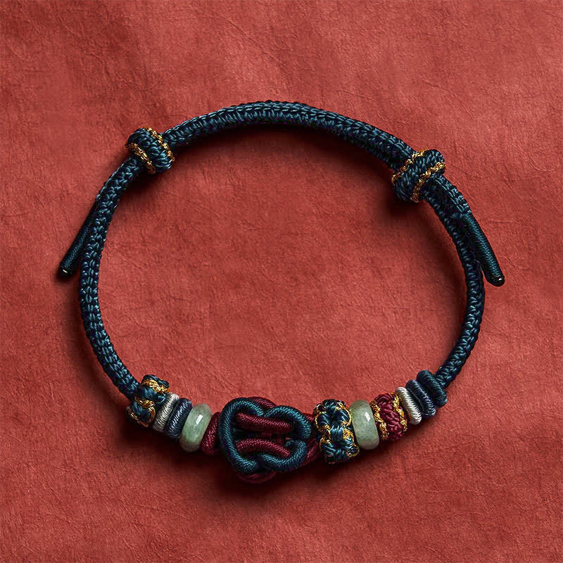 Nimara Ritual Hand-Woven Love Heart Knot Jade Luck Braided Cord Bracelet