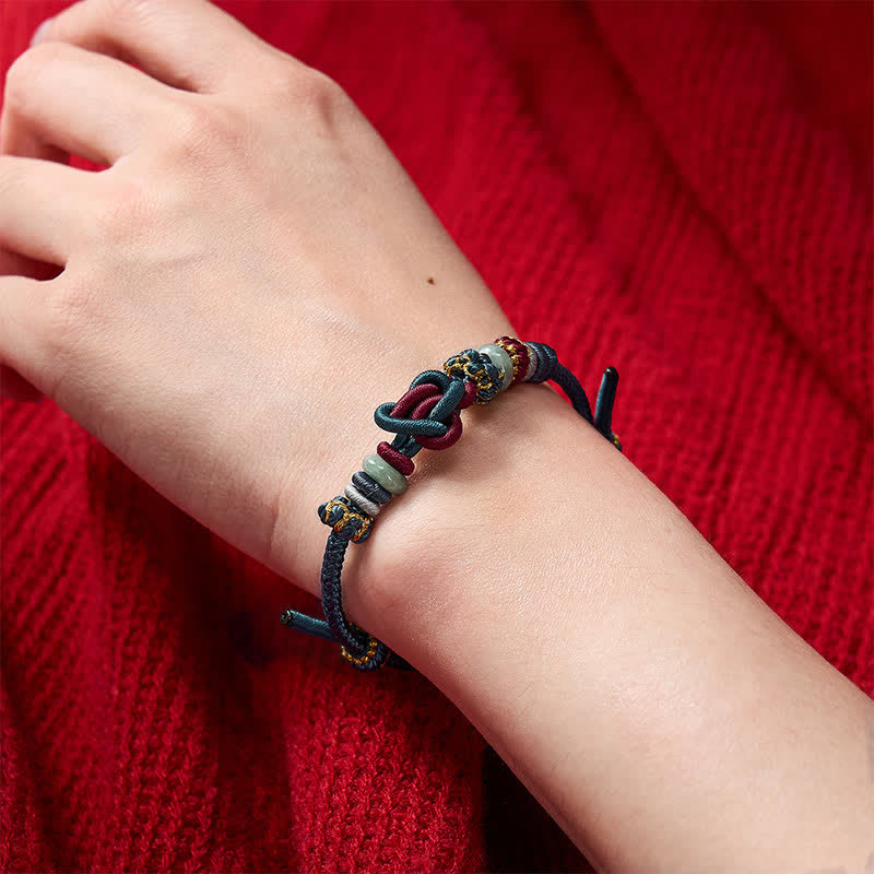 Nimara Ritual Hand-Woven Love Heart Knot Jade Luck Braided Cord Bracelet