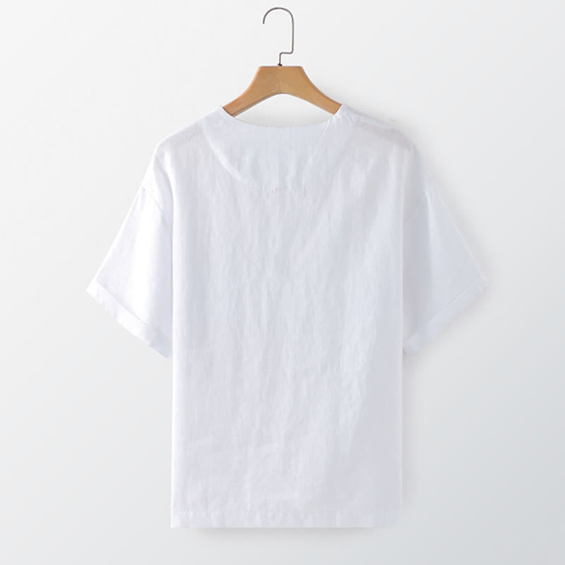 Nimara Ritual Summer Casual Minimalist Solid Crew Neck Men's Short Sleeve T-Shirts With Patch Pocket
