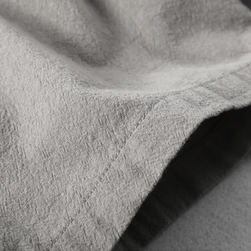 Nimara Ritual Summer Casual Minimalist Drawstring Solid Cotton Linen Men's Shorts With Pockets