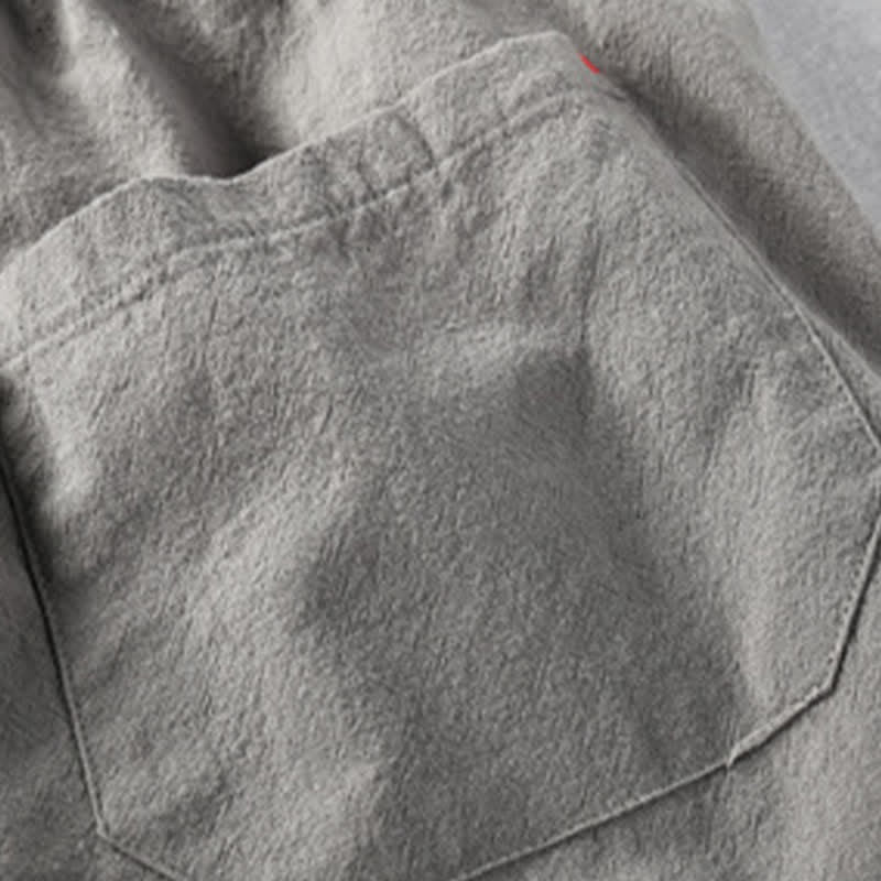 Nimara Ritual Summer Casual Minimalist Drawstring Solid Cotton Linen Men's Shorts With Pockets