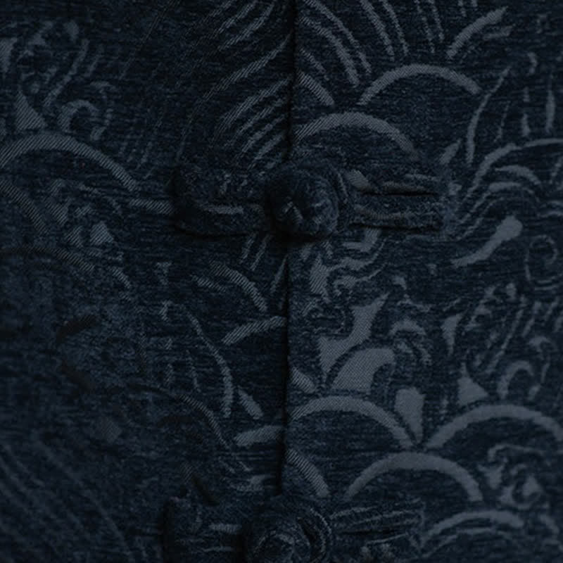 Nimara Ritual Fall Tang Style Vintage Mandarin Collar Frog Button Abstract Jacquard Men's Sleeveless Shirts