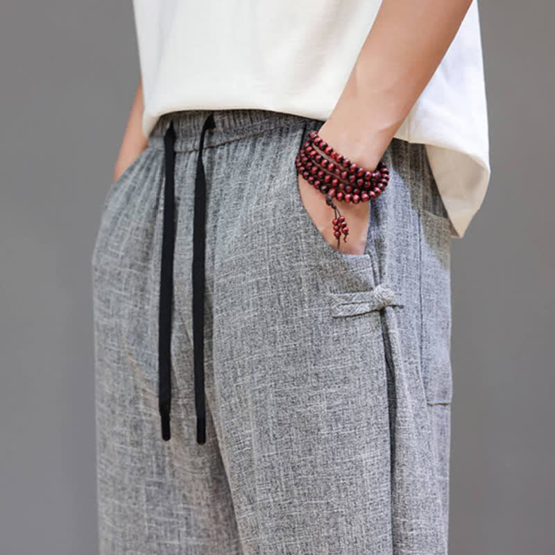 Nimara Ritual Spring Summer Casual Minimalist Drawstring Elastic Waist Solid Cropped Pants Men's Tapered Pants With Pocket