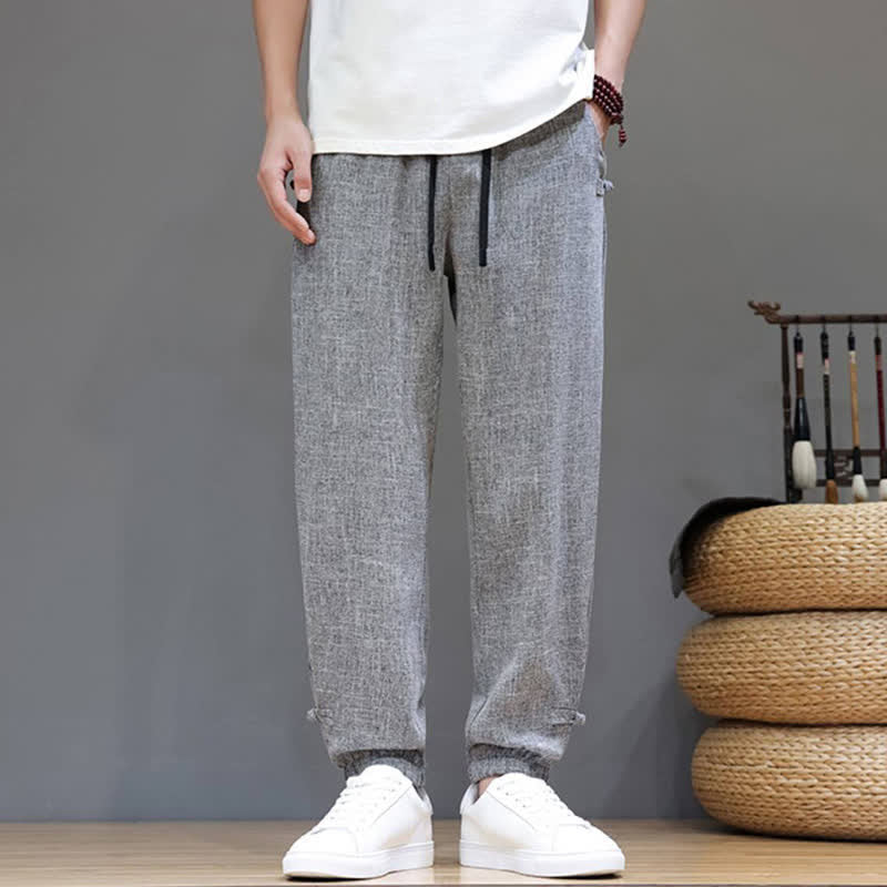Nimara Ritual Spring Summer Casual Minimalist Drawstring Elastic Waist Solid Cropped Pants Men's Tapered Pants With Pocket