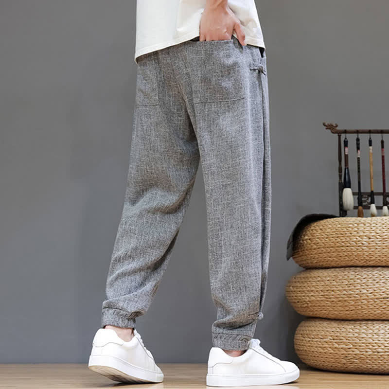 Nimara Ritual Spring Summer Casual Minimalist Drawstring Elastic Waist Solid Cropped Pants Men's Tapered Pants With Pocket
