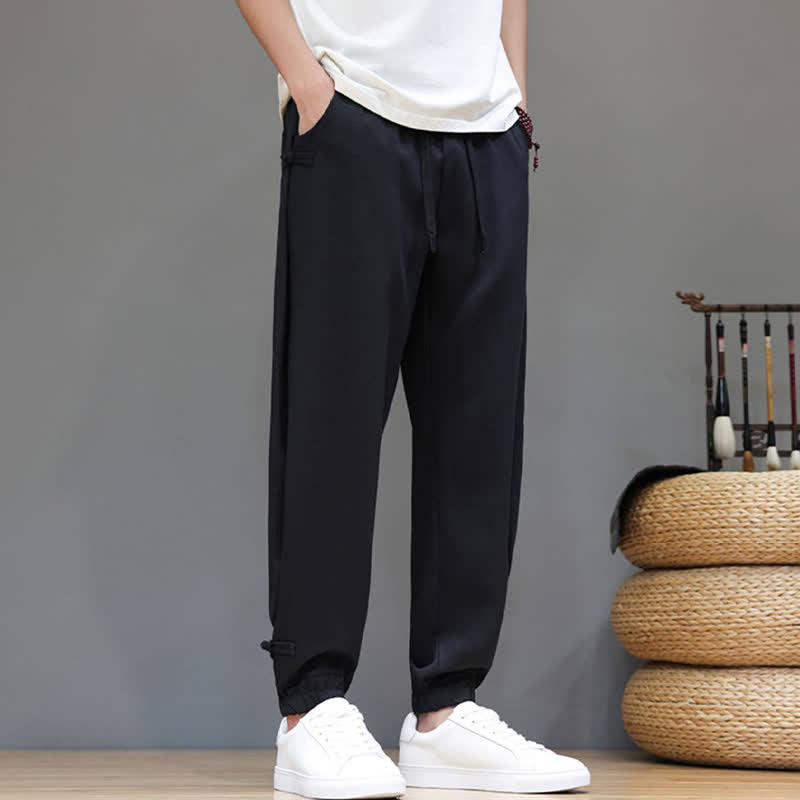 Nimara Ritual Spring Summer Casual Minimalist Drawstring Elastic Waist Solid Cropped Pants Men's Tapered Pants With Pocket