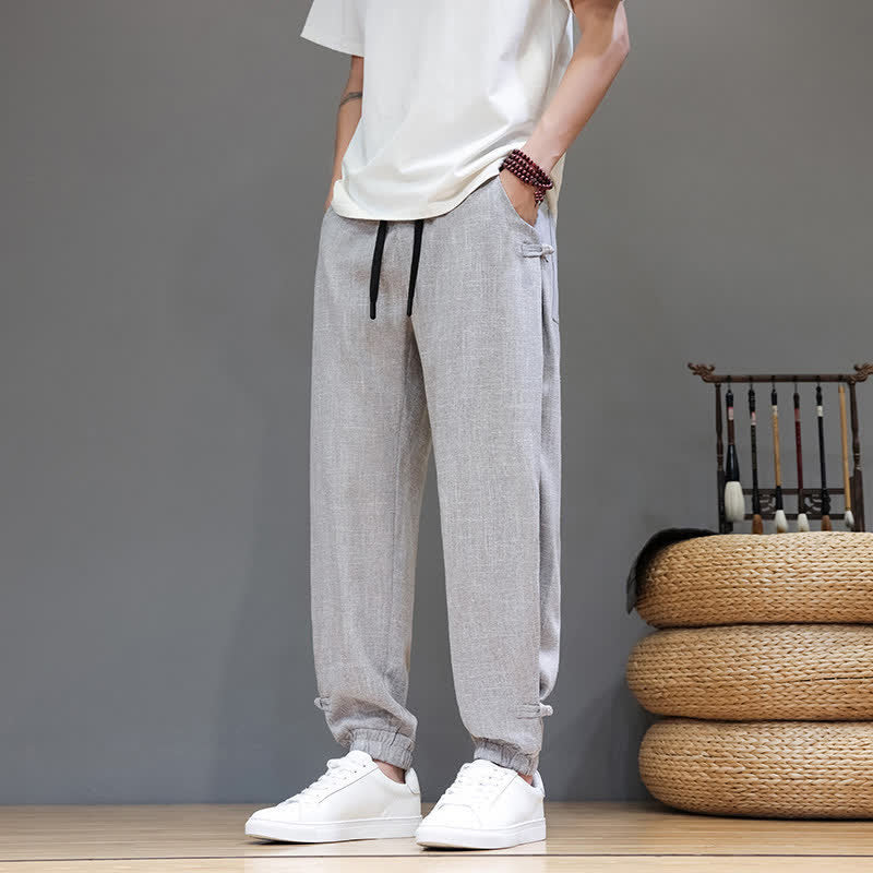 Nimara Ritual Spring Summer Casual Minimalist Drawstring Elastic Waist Solid Cropped Pants Men's Tapered Pants With Pocket
