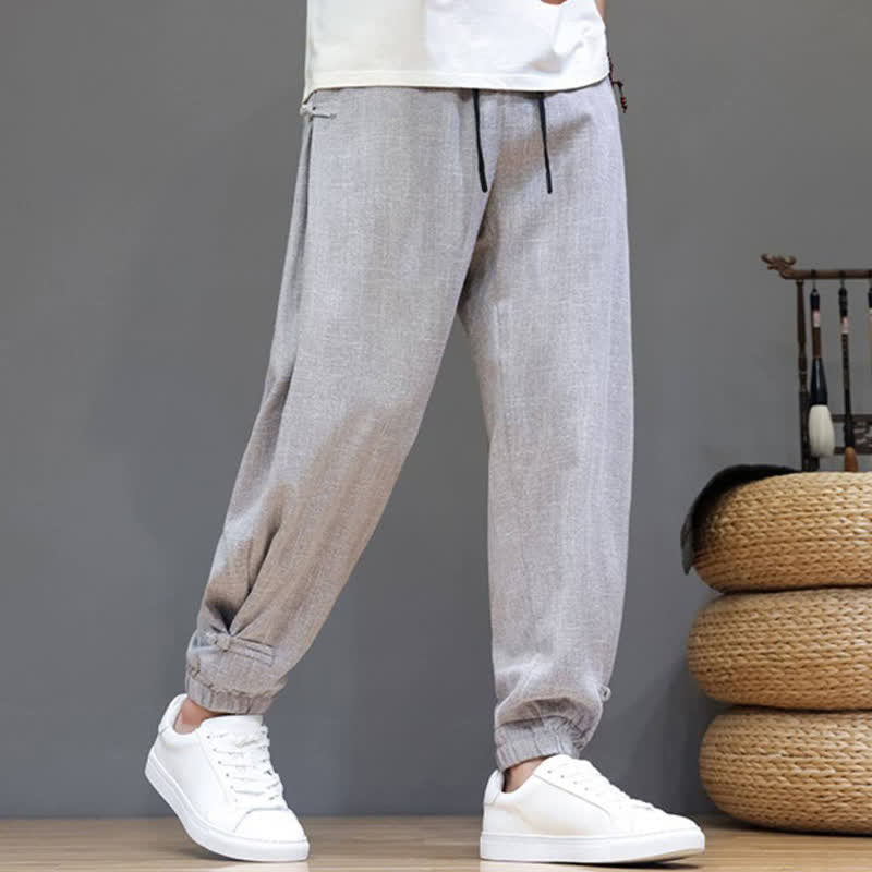 Nimara Ritual Spring Summer Casual Minimalist Drawstring Elastic Waist Solid Cropped Pants Men's Tapered Pants With Pocket
