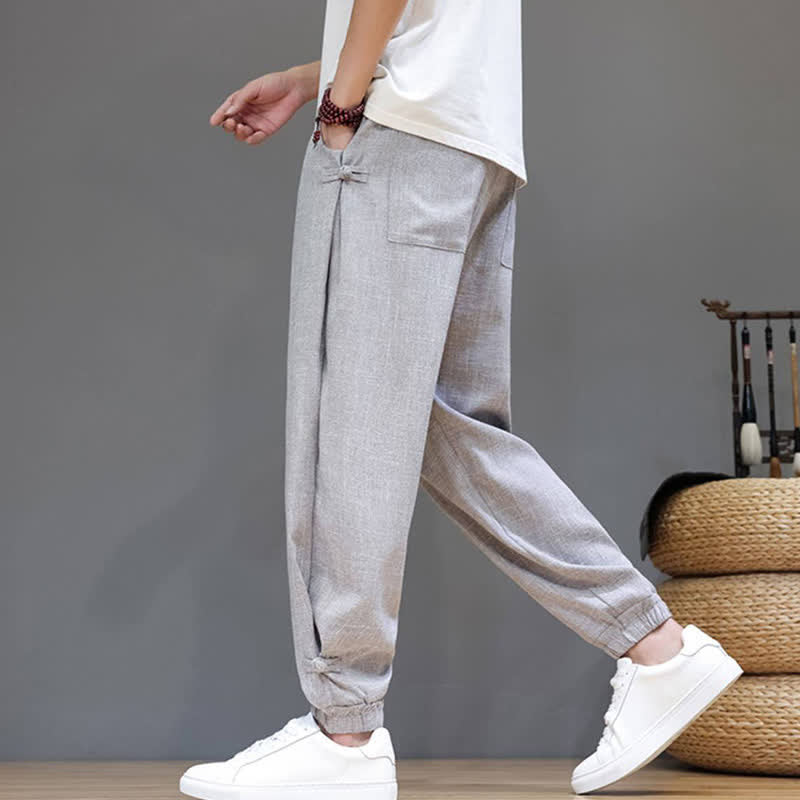 Nimara Ritual Spring Summer Casual Minimalist Drawstring Elastic Waist Solid Cropped Pants Men's Tapered Pants With Pocket