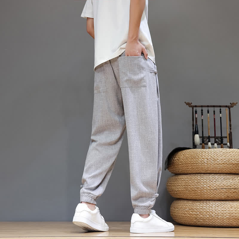 Nimara Ritual Spring Summer Casual Minimalist Drawstring Elastic Waist Solid Cropped Pants Men's Tapered Pants With Pocket