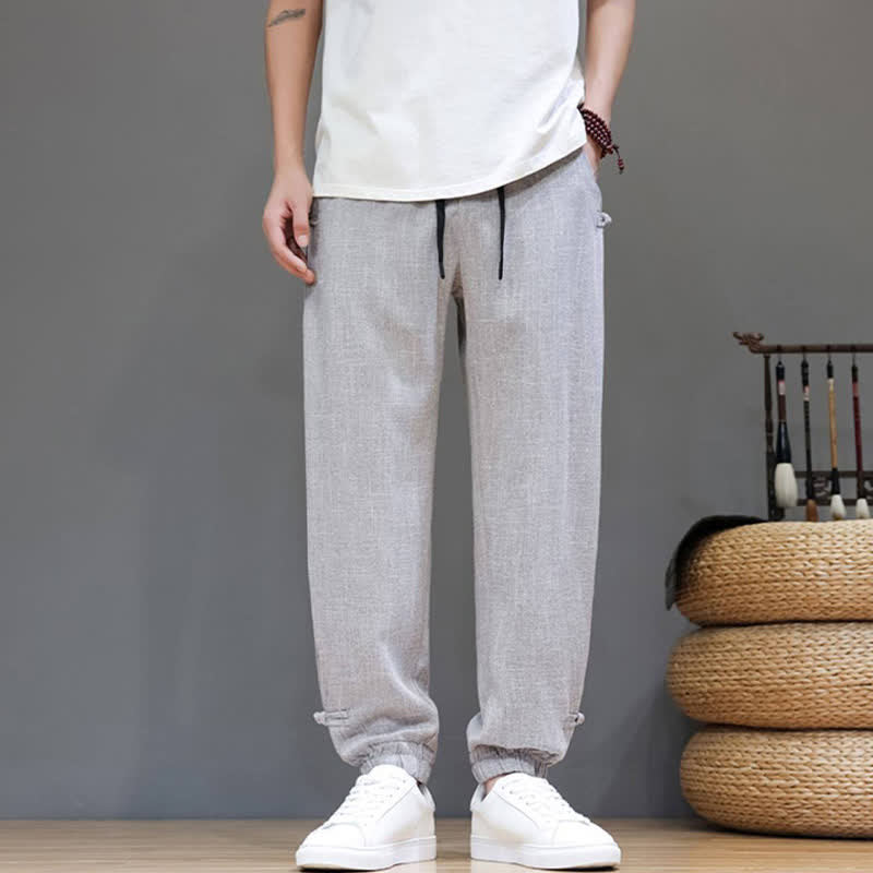Nimara Ritual Spring Summer Casual Minimalist Drawstring Elastic Waist Solid Cropped Pants Men's Tapered Pants With Pocket