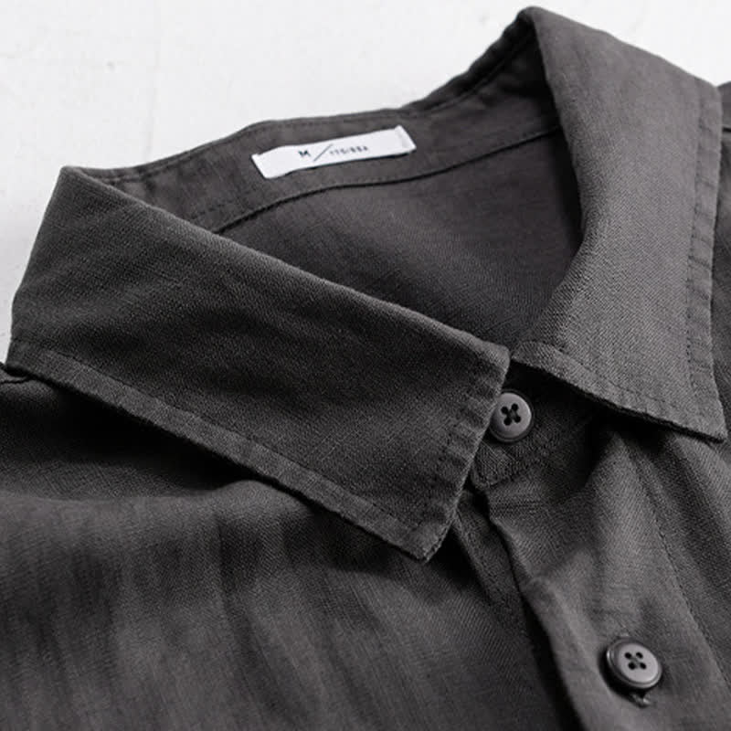 Nimara Ritual Summer Casual Minimalist Button-Up Stand Collar Solid Men's Short Sleeve Shirts