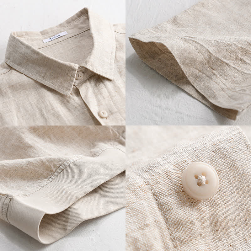 Nimara Ritual Summer Casual Minimalist Button-Up Stand Collar Solid Men's Short Sleeve Shirts
