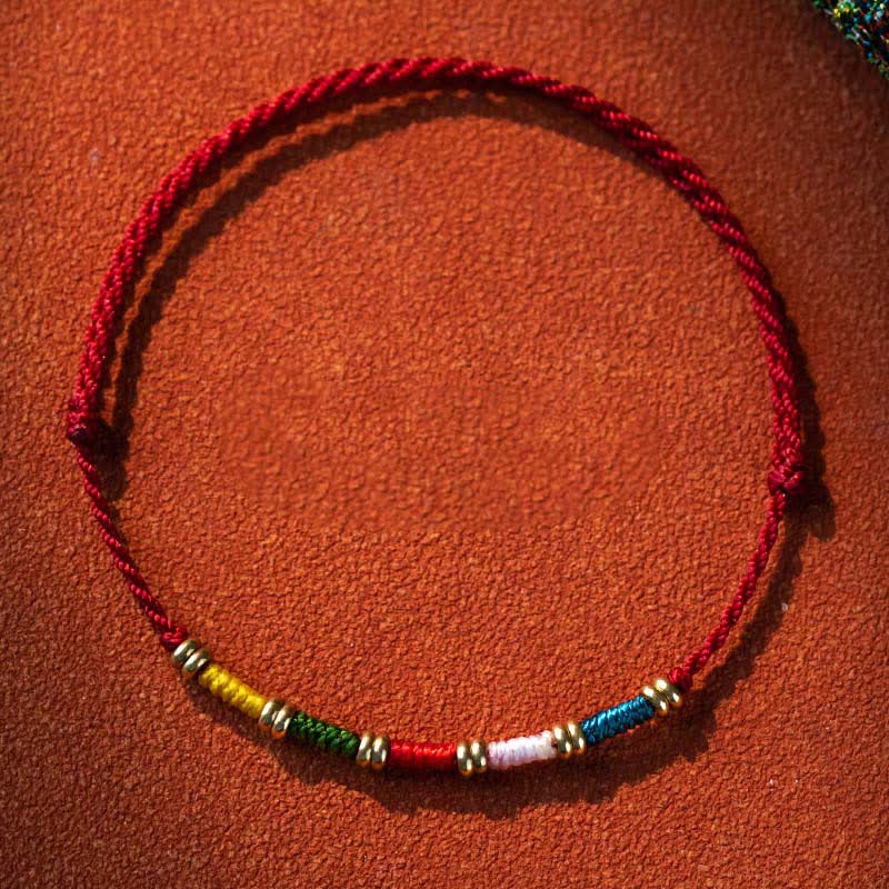 Nimara Ritual Hand Woven Colorful Red String Protection Tibetan Adjustable Bracelet