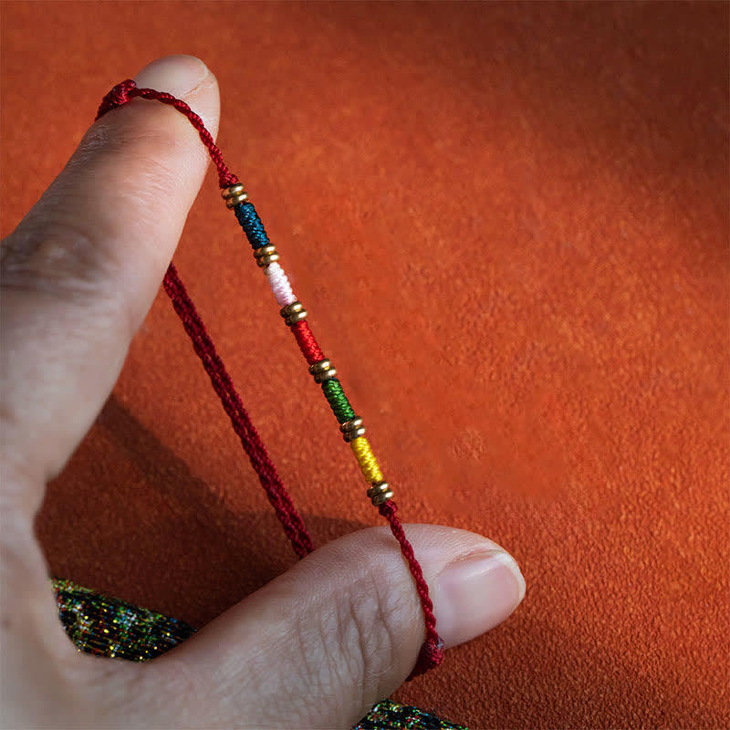 Nimara Ritual Hand Woven Colorful Red String Protection Tibetan Adjustable Bracelet