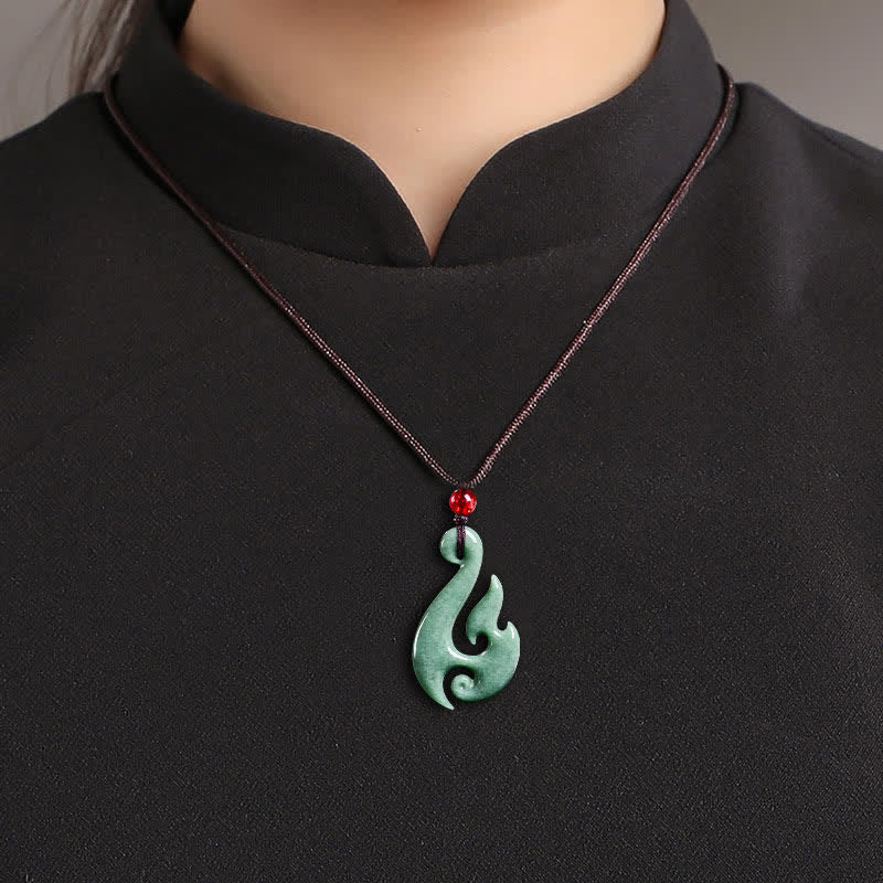 Nimara Ritual Natural Jade Spiral Abundance Pendant Necklace