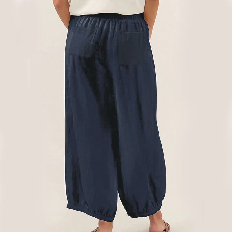 Nimara Ritual Plain Color Cotton Women's Harem Pants With Pockets