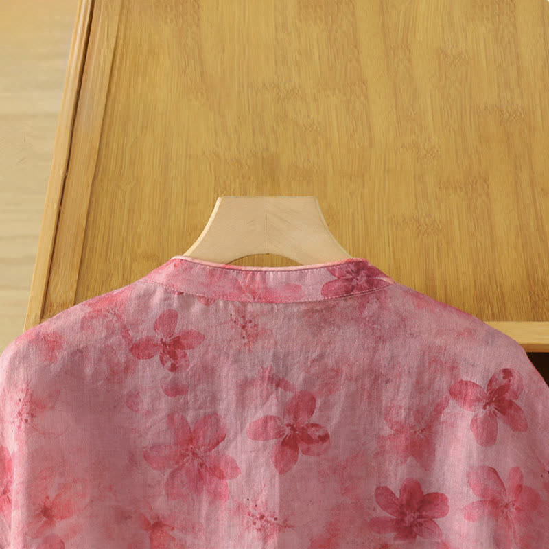 Nimara Ritual Summer Tang Style Vintage Frog Button Orchid Floral Women's Sleeveless Shirts Tank Top