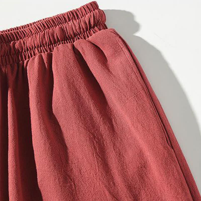 Nimara Ritual Summer Tang Style Drawstring Koi Fish Capri Pants Men's Harem Pants With Pocket