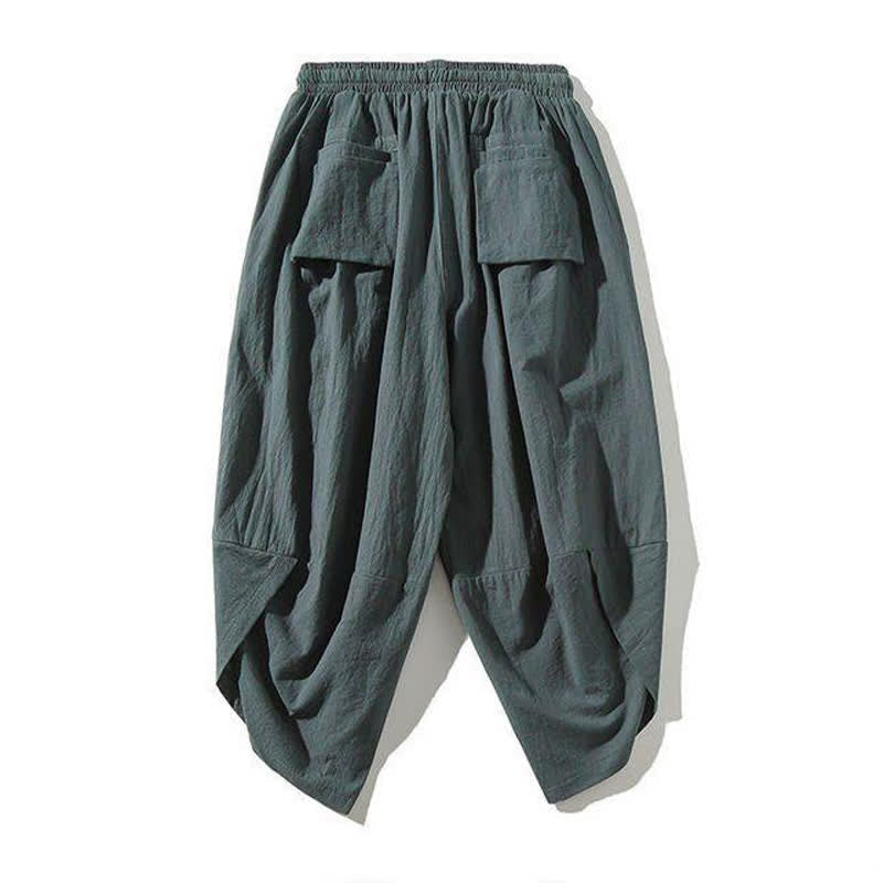 Nimara Ritual Summer Tang Style Drawstring Koi Fish Capri Pants Men's Harem Pants With Pocket