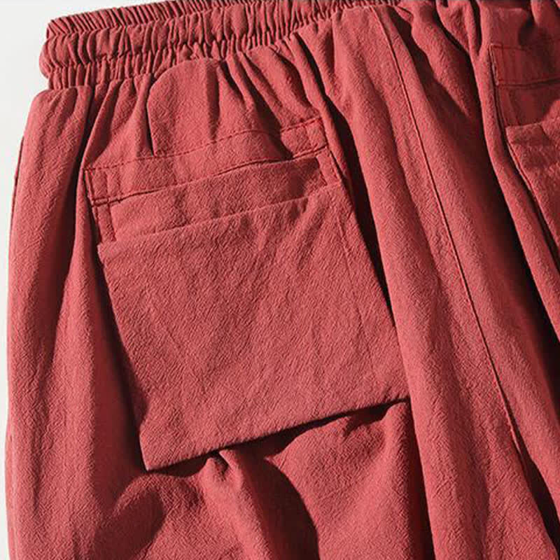 Nimara Ritual Summer Tang Style Drawstring Koi Fish Capri Pants Men's Harem Pants With Pocket