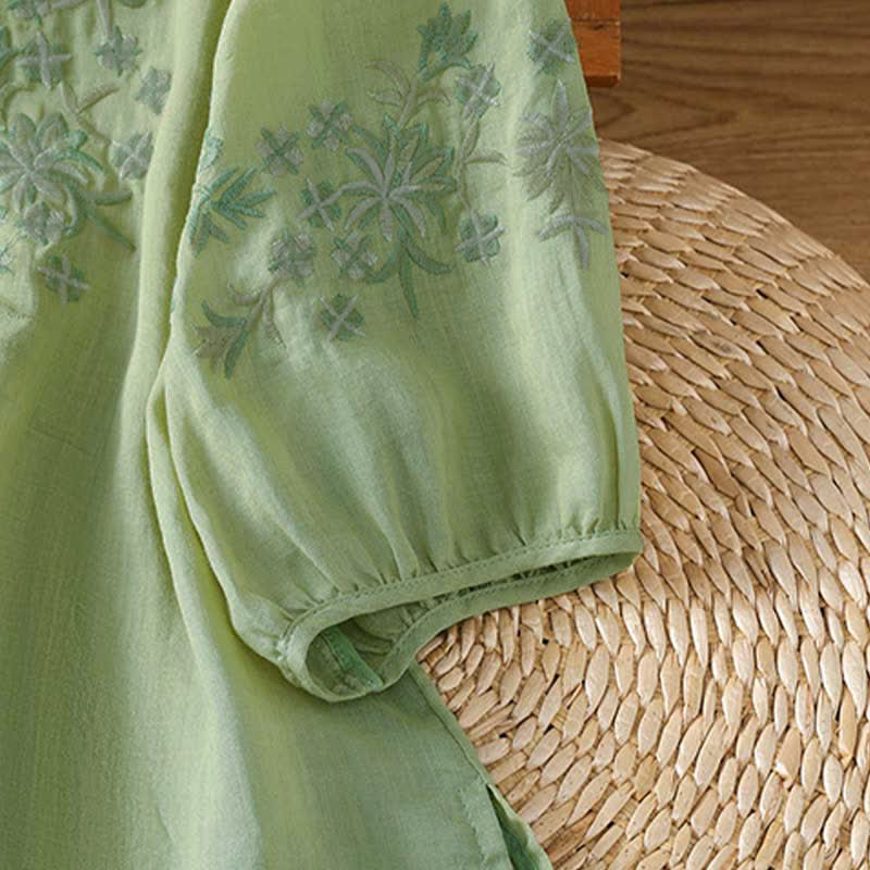 Nimara Ritual Summer Casual Vintage Embroidery Floral Women's Short Sleeve Shirts
