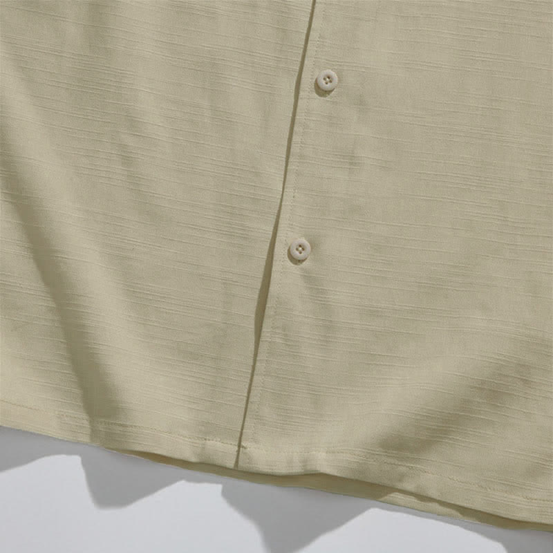 Nimara Ritual Summer Tang Style Mandarin Collar Frog Button Leaf Embroidery Men's Short Sleeve Shirts