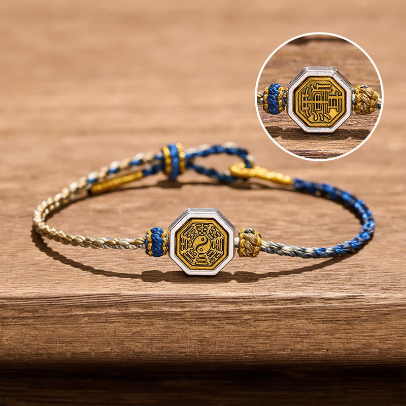 Nimara Ritual Hand-Woven Bagua Octagonal Spacer Balance String Lucky Adjustable Braided Cord Bracelet