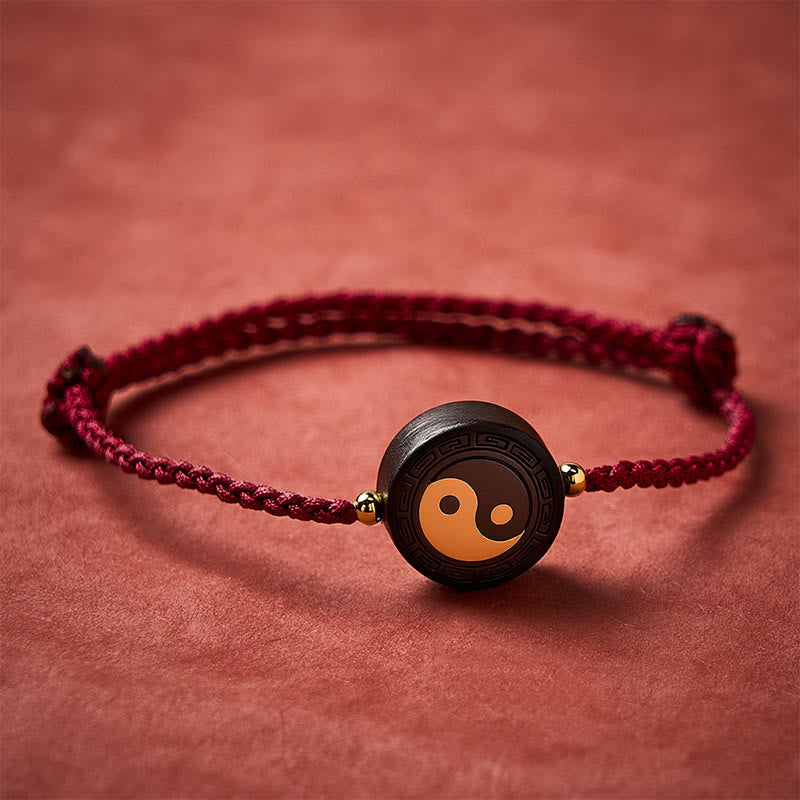 Nimara Ritual Ebony Wood Bagua Grounding Red String Bracelet