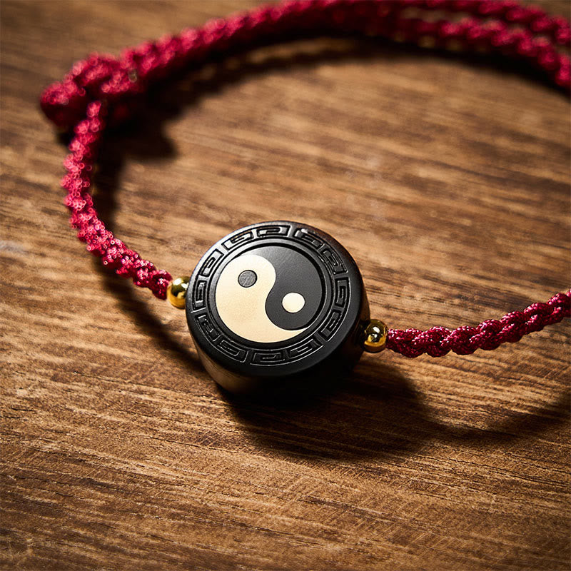 Nimara Ritual Ebony Wood Bagua Grounding Red String Bracelet