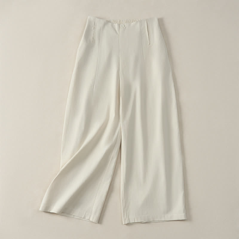 Nimara Ritual Summer Minimalist Elegant Button-Up Solid Zipper Design Cropped Pants Women's Straight Leg Pants With Pockets