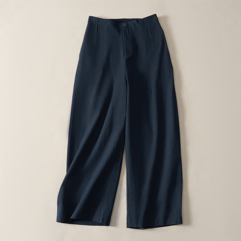 Nimara Ritual Summer Minimalist Elegant Button-Up Solid Zipper Design Cropped Pants Women's Straight Leg Pants With Pockets