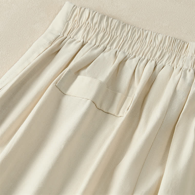 Nimara Ritual Summer Minimalist Elegant Button-Up Solid Zipper Design Cropped Pants Women's Straight Leg Pants With Pockets
