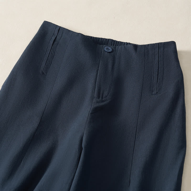 Nimara Ritual Summer Minimalist Elegant Button-Up Solid Zipper Design Cropped Pants Women's Straight Leg Pants With Pockets