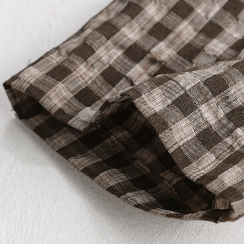 Nimara Ritual Summer Casual Vintage Button-Up Plaid Men's Short Sleeve Shirts