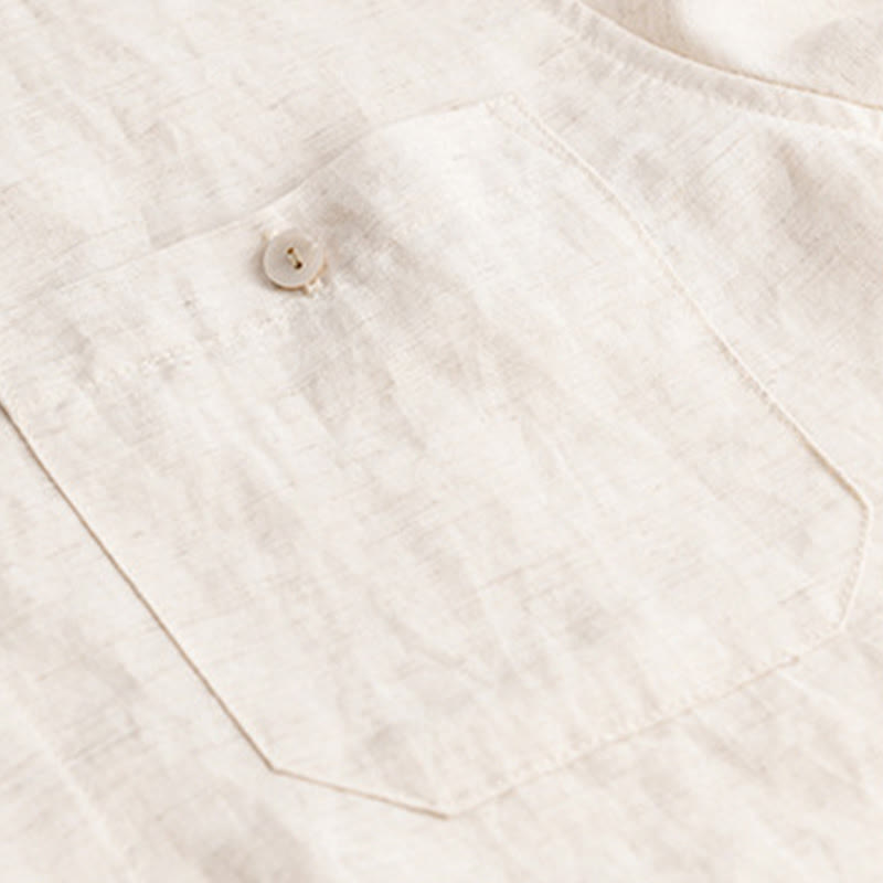Nimara Ritual Summer Casual Minimalist Patch Pocket Solid Men's Short Sleeve Shirts