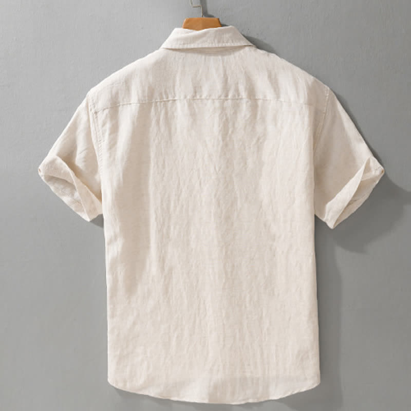Nimara Ritual Summer Casual Minimalist Patch Pocket Solid Men's Short Sleeve Shirts
