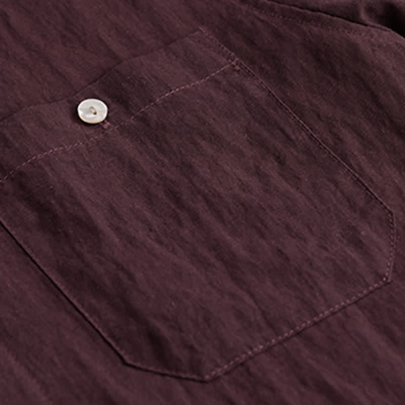 Nimara Ritual Summer Casual Minimalist Patch Pocket Solid Men's Short Sleeve Shirts
